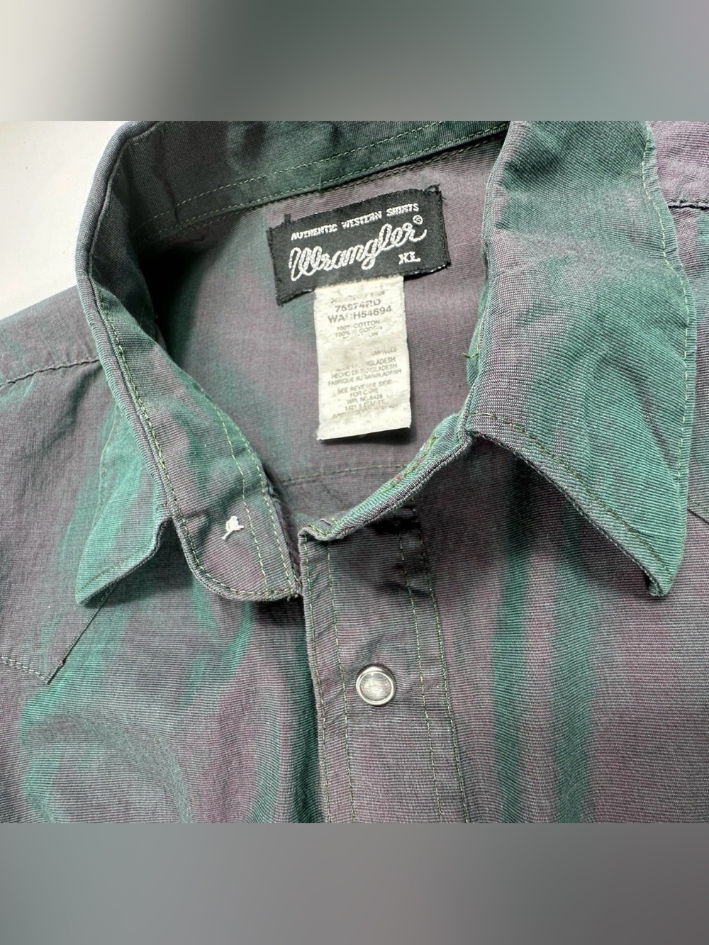 Wrangler Mens XL Western Shirt Pearl Snap Teal Purple Embroidered Cowboy Rodeo
